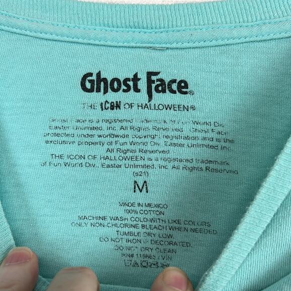 Ghost Face Shirt Adult Medium Blue Graphic Print Crew Halloween Scream Horror - Picture 4 of 4